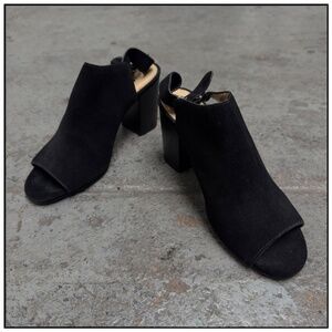 MICHAEL Michael Kors Black Suede Open Toe Sling Back Block Heels Size 9